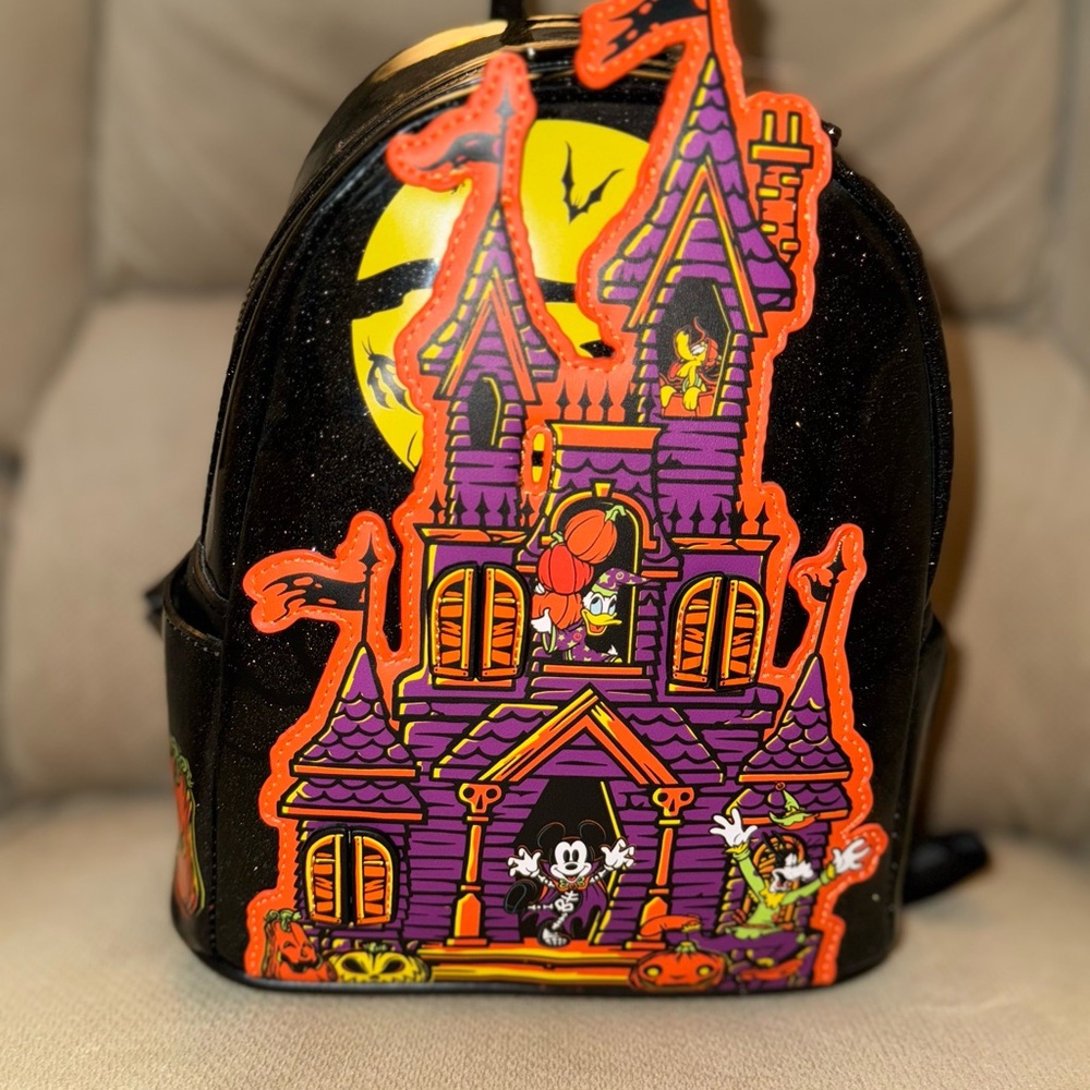Loungefly Black and Purple Haunted House Backpack